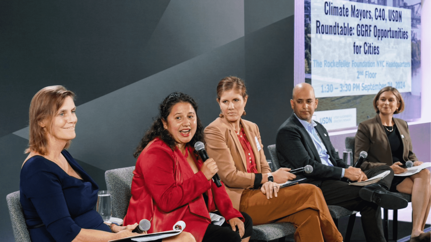 At the Climate Mayor's Leadership Forum, panelists discuss green energy funding for communities