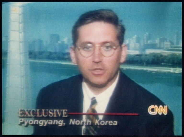 Eason Jordan reporting from North Korea for CNN in 1995 (Courtesy Eason Jordan)