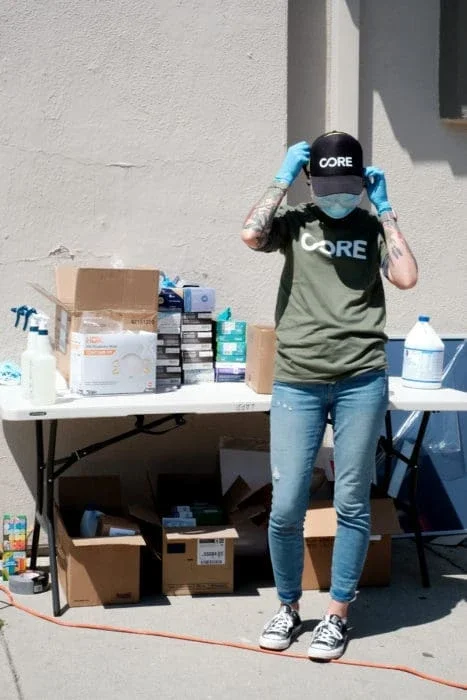 Volunteer working at a Covid-19 testing site.