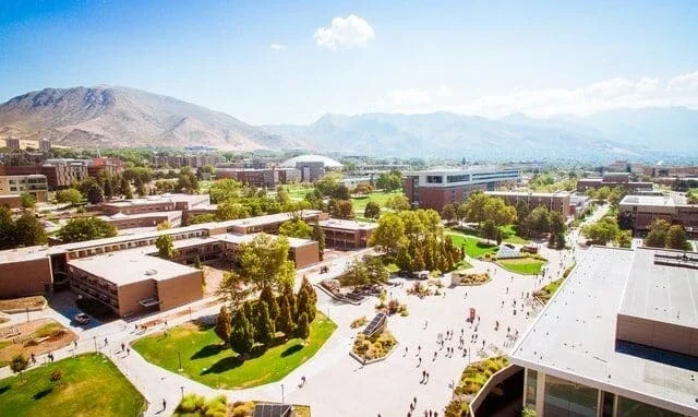 large open square with people milling around