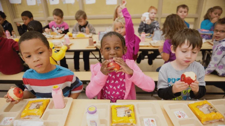 kids eating their lunch at a table