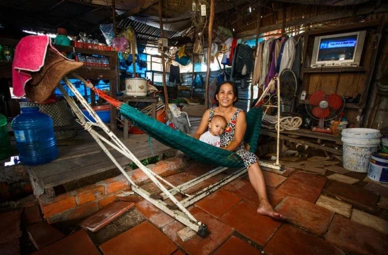 Nag with her grandchild at their family-run cafe.